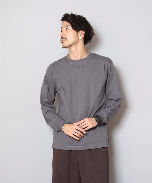 HANES（ヘインズ）の「【HANES/ヘインズ】【2枚セット】BEEFY ビーフィー ロングスリーブTシャツ 2枚組 ロンT ヘビーウェイト 厚手で透けない 1枚着・インナー兼用 ユニセックス（Tシャツ/カットソー・メンズ・グレー/ネイビー/ホワイト/チャコールグレー/ブラック・LARGE/X-LARGE/MEDIUM/X-SMALL/SMALL）」の3枚目の写真
