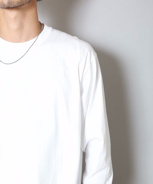 HANES（ヘインズ）の「【HANES/ヘインズ】【2枚セット】BEEFY ビーフィー ロングスリーブTシャツ 2枚組 ロンT ヘビーウェイト 厚手で透けない 1枚着・インナー兼用 ユニセックス（Tシャツ/カットソー・メンズ・グレー/ネイビー/ホワイト/チャコールグレー/ブラック・LARGE/X-LARGE/MEDIUM/X-SMALL/SMALL）」の9枚目の写真