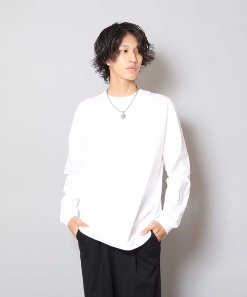HANES（ヘインズ）の「【HANES/ヘインズ】【2枚セット】BEEFY ビーフィー ロングスリーブTシャツ 2枚組 ロンT ヘビーウェイト 厚手で透けない 1枚着・インナー兼用 ユニセックス（Tシャツ/カットソー・メンズ・グレー/ネイビー/ホワイト/チャコールグレー/ブラック・LARGE/X-LARGE/MEDIUM/X-SMALL/SMALL）」の13枚目の写真