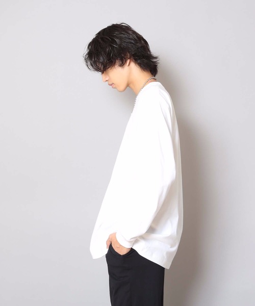 HANES（ヘインズ）の「【HANES/ヘインズ】【2枚セット】BEEFY ビーフィー ロングスリーブTシャツ 2枚組 ロンT ヘビーウェイト 厚手で透けない 1枚着・インナー兼用 ユニセックス（Tシャツ/カットソー・メンズ・グレー/ネイビー/ホワイト/チャコールグレー/ブラック・LARGE/X-LARGE/MEDIUM/X-SMALL/SMALL）」の15枚目の写真