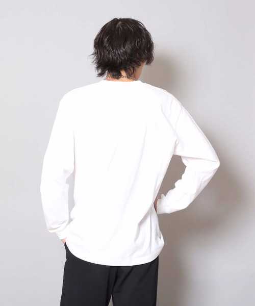 HANES（ヘインズ）の「【HANES/ヘインズ】【2枚セット】BEEFY ビーフィー ロングスリーブTシャツ 2枚組 ロンT ヘビーウェイト 厚手で透けない 1枚着・インナー兼用 ユニセックス（Tシャツ/カットソー・メンズ・グレー/ネイビー/ホワイト/チャコールグレー/ブラック・LARGE/X-LARGE/MEDIUM/X-SMALL/SMALL）」の16枚目の写真