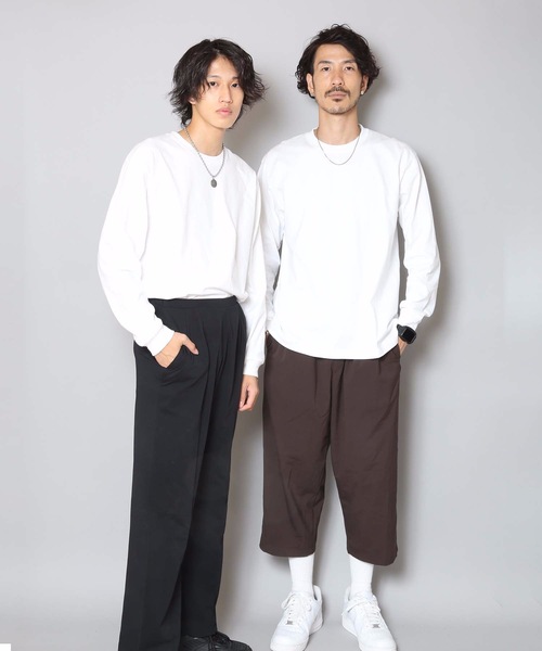 HANES（ヘインズ）の「【HANES/ヘインズ】【2枚セット】BEEFY ビーフィー ロングスリーブTシャツ 2枚組 ロンT ヘビーウェイト 厚手で透けない 1枚着・インナー兼用 ユニセックス（Tシャツ/カットソー・メンズ・グレー/ネイビー/ホワイト/チャコールグレー/ブラック・LARGE/X-LARGE/MEDIUM/X-SMALL/SMALL）」の17枚目の写真