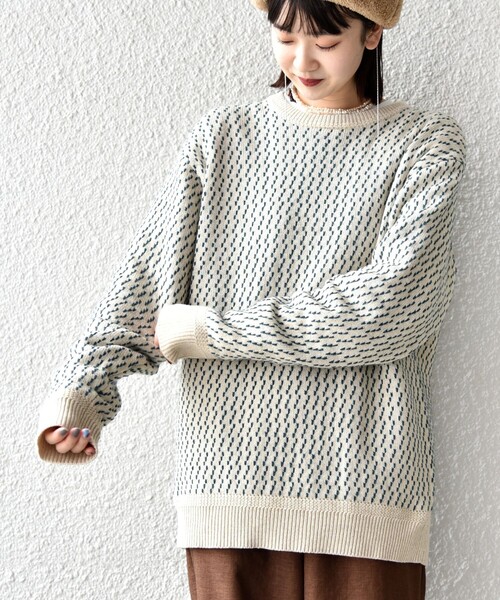 SHIPS（シップス）の「SHIPS:〈手洗い可能〉ノルウェー ジャガード クルーネックニット プルオーバー（ニット/セーター・メンズ・ブラウン/ネイビー/オリーブ・SMALL/X-LARGE/LARGE/MEDIUM）」の2枚目の写真