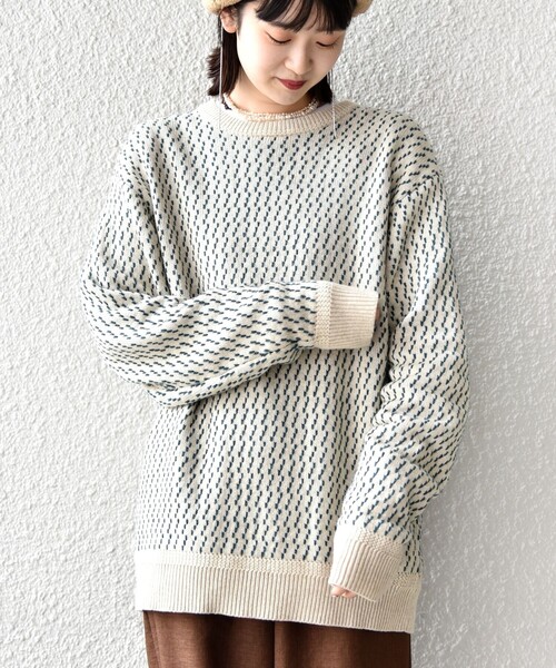 SHIPS（シップス）の「SHIPS:〈手洗い可能〉ノルウェー ジャガード クルーネックニット プルオーバー（ニット/セーター・メンズ・ブラウン/ネイビー/オリーブ・SMALL/X-LARGE/LARGE/MEDIUM）」の8枚目の写真