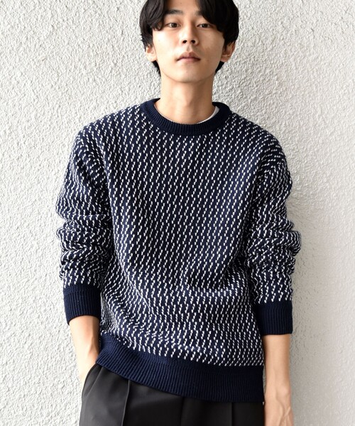 SHIPS（シップス）の「SHIPS:〈手洗い可能〉ノルウェー ジャガード クルーネックニット プルオーバー（ニット/セーター・メンズ・ブラウン/ネイビー/オリーブ・SMALL/X-LARGE/LARGE/MEDIUM）」の9枚目の写真