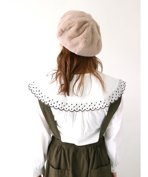 ehka sopo（エヘカソポ）の「エコファーベレー（ハンチング/ベレー帽・レディース・ブラック/ベージュ/モカ・ﾌﾘ-）」の9枚目の写真