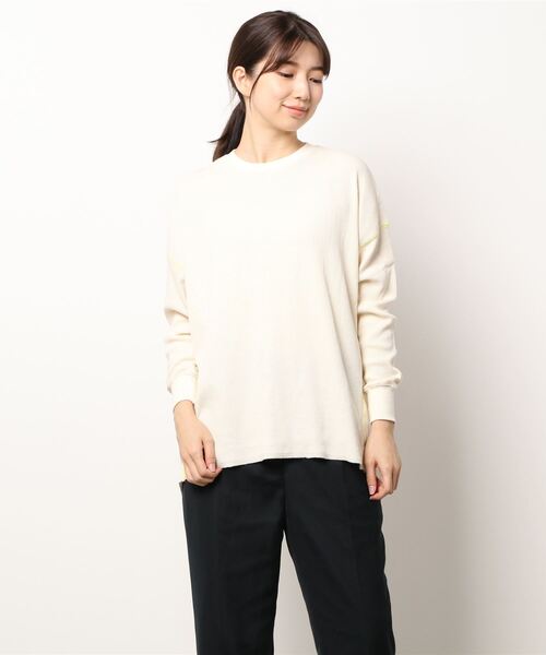 Q（キュー）の「サーマルロンT（Tシャツ/カットソー・レディース・チャコールグレー/アイボリー・MEDIUM）」の6枚目の写真