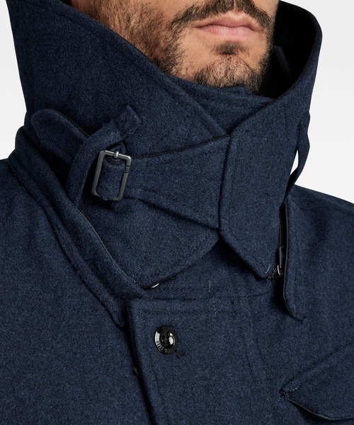 G-STAR（ジースター）の「LONG WOOL COAT/ウールコート（ステンカラーコート・メンズ・ブルー系その他・MEDIUM/X-SMALL/LARGE/SMALL）」の4枚目の写真