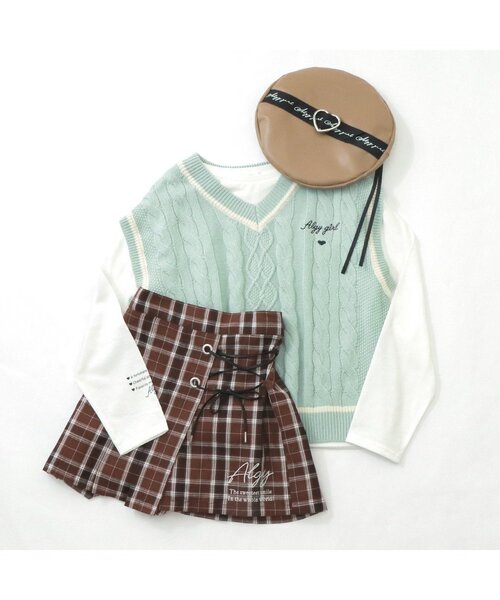 algy（アルジー）の「ニットベスト＆ロンTセット（Tシャツ/カットソー・キッズ・ベージュ/ラベンダー/ミント・MEDIUM/SMALL/XX-SMALL/X-SMALL）」の6枚目の写真