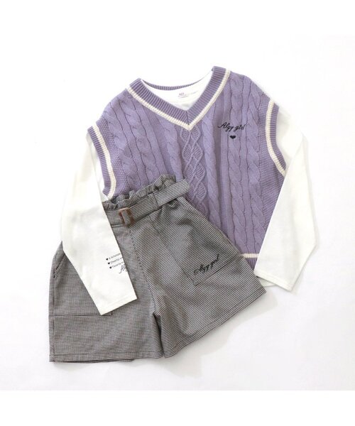 algy（アルジー）の「ニットベスト＆ロンTセット（Tシャツ/カットソー・キッズ・ベージュ/ラベンダー/ミント・MEDIUM/SMALL/XX-SMALL/X-SMALL）」の7枚目の写真