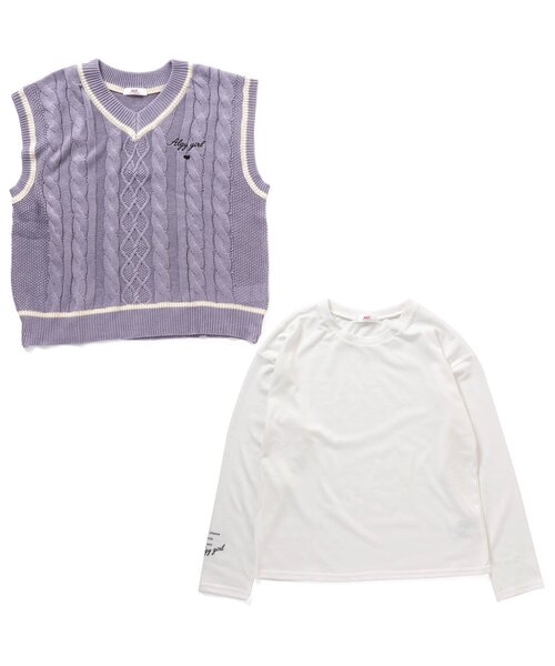 algy（アルジー）の「ニットベスト＆ロンTセット（Tシャツ/カットソー・キッズ・ベージュ/ラベンダー/ミント・MEDIUM/SMALL/XX-SMALL/X-SMALL）」の14枚目の写真