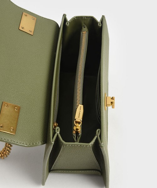 【 】プッシュロック開封 クロスボディバッグ★ CHARLES & KEITH(チャールズ & キース)の「クラシックプッシュ