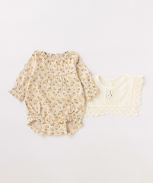 petit main（プティマイン）の「ロンパースBIBセット（ロンパース・キッズ・ライトピンク/ライトベージュ・70cm/80ｃｍ）」の6枚目の写真