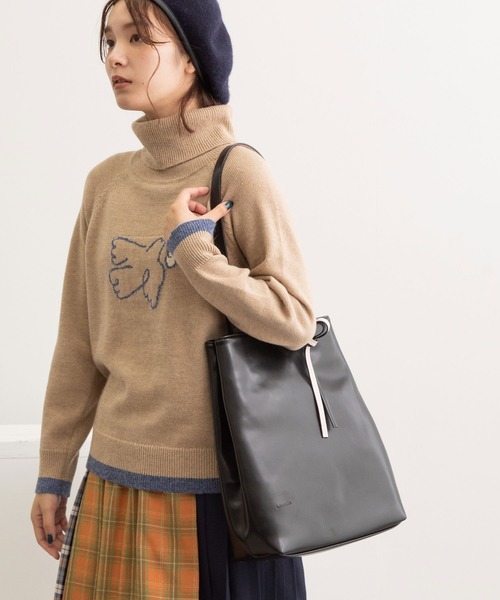 POU DOU DOU（プードゥドゥ）の「バードインターシャタートルニット（ニット/セーター・レディース・アイボリー/ベージュ/ダークグレー・3）」の12枚目の写真