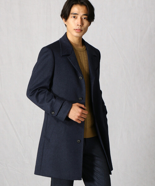COMME CA MEN(コムサメン)の「ウール×アンゴラビーバー仕上げ バルカラーコート(ステンカラーコート・メンズ・ネイビー/ブラウン/ライトグレー・L/XXL/LL/M/S)」の1枚目の写真