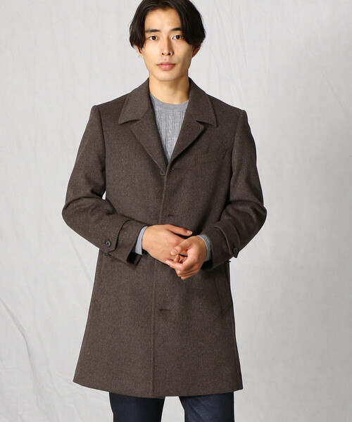 COMME CA MEN(コムサメン)の「ウール×アンゴラビーバー仕上げ バルカラーコート(ステンカラーコート・メンズ・ネイビー/ブラウン/ライトグレー・L/XXL/LL/M/S)」の3枚目の写真