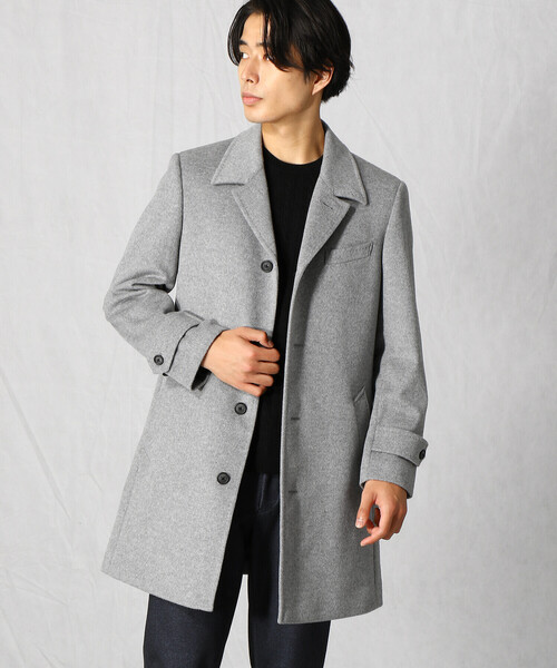 COMME CA MEN(コムサメン)の「ウール×アンゴラビーバー仕上げ バルカラーコート(ステンカラーコート・メンズ・ネイビー/ブラウン/ライトグレー・L/XXL/LL/M/S)」の2枚目の写真