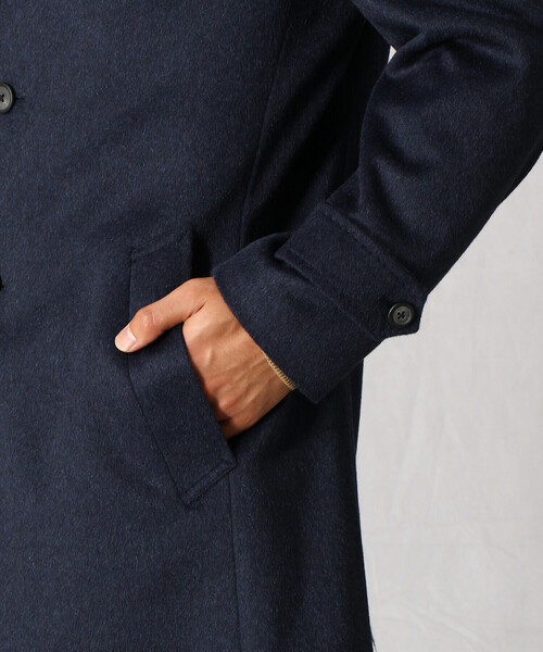 COMME CA MEN(コムサメン)の「ウール×アンゴラビーバー仕上げ バルカラーコート(ステンカラーコート・メンズ・ネイビー/ブラウン/ライトグレー・L/XXL/LL/M/S)」の10枚目の写真