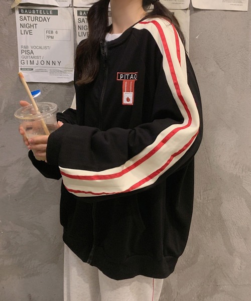 meJane（ミージェーン）の「ダブルライントラックスウェット【ZOZOTOWN限定】（スウェット・レディース・ブラック/ロイヤルブルー・FREE）」の9枚目の写真