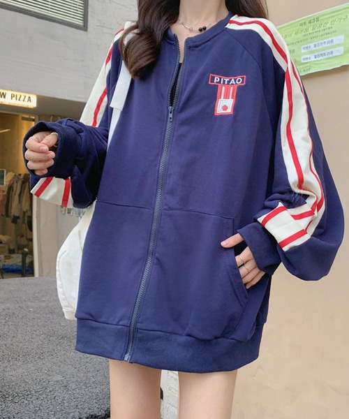 meJane（ミージェーン）の「ダブルライントラックスウェット【ZOZOTOWN限定】（スウェット・レディース・ブラック/ロイヤルブルー・FREE）」の6枚目の写真