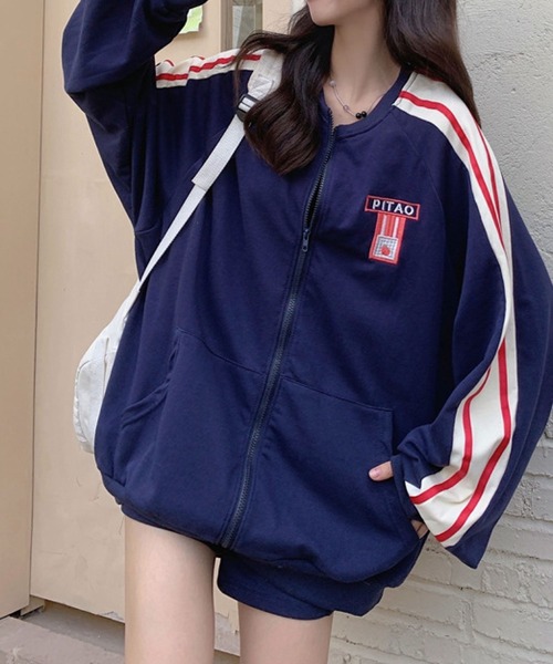 meJane（ミージェーン）の「ダブルライントラックスウェット【ZOZOTOWN限定】（スウェット・レディース・ブラック/ロイヤルブルー・FREE）」の7枚目の写真
