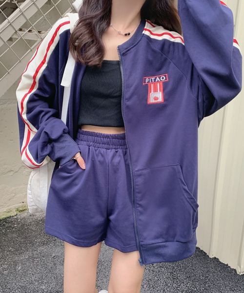 meJane（ミージェーン）の「ダブルライントラックスウェット【ZOZOTOWN限定】（スウェット・レディース・ブラック/ロイヤルブルー・FREE）」の11枚目の写真