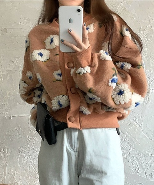 SONA（ソナ）の「SONYUNARA ボアクロップカーディガン（カーディガン/ボレロ・レディース・ブラック/コーラルピンク・FREE）」の10枚目の写真