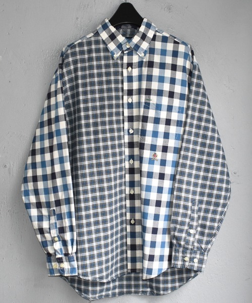 90s トミーヒルフィガー クレイジー パターン オックスフォード 長袖 ボタンダウン シャツ メンズ M / オールド TOMMY HILFIGER ストライプ