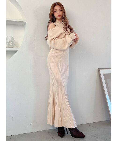 RESEXXY（リゼクシー）の「バックリボンニットセットワンピース（ワンピース・レディース・ブラック/ベージュ/ブラウン/ピンク・FREE）」の19枚目の写真