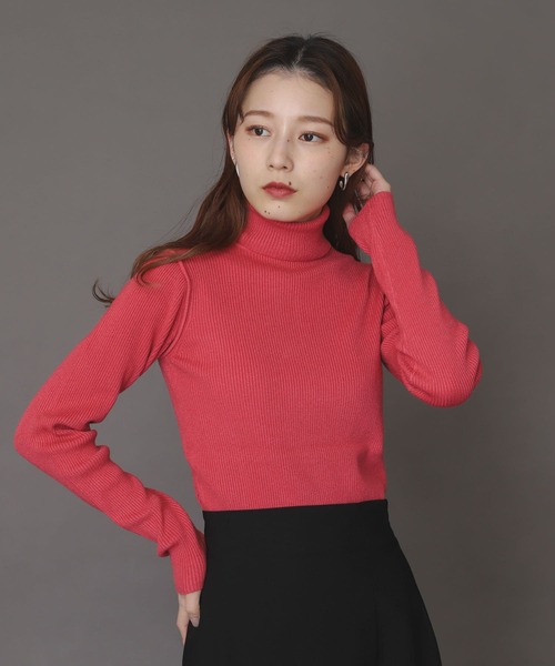 SENSE OF PLACE by URBAN RESEARCH（センスオブプレイスバイアーバンリサーチ）の「ストレッチリブタートルネックセーター（ニット/セーター・レディース・ブラック/アイボリー/ブラウン/ピンク・ONE）」の4枚目の写真