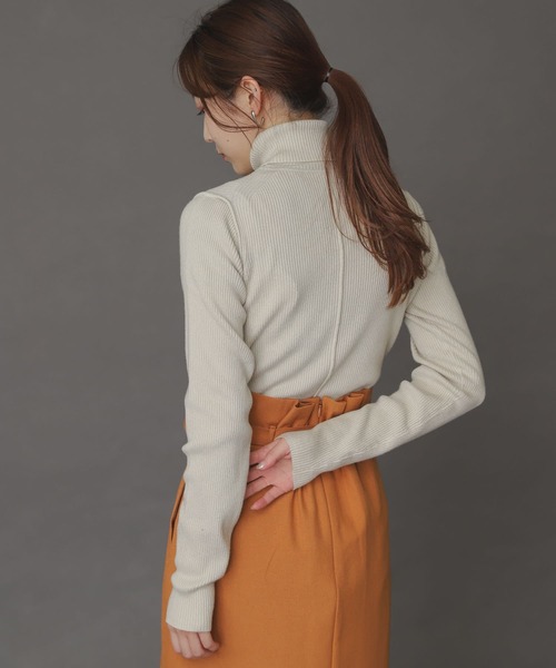 SENSE OF PLACE by URBAN RESEARCH（センスオブプレイスバイアーバンリサーチ）の「ストレッチリブタートルネックセーター（ニット/セーター・レディース・ブラック/アイボリー/ブラウン/ピンク・ONE）」の17枚目の写真