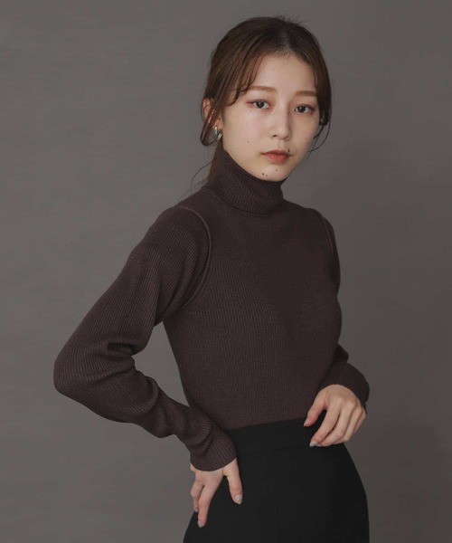 SENSE OF PLACE by URBAN RESEARCH（センスオブプレイスバイアーバンリサーチ）の「ストレッチリブタートルネックセーター（ニット/セーター・レディース・ブラック/アイボリー/ブラウン/ピンク・ONE）」の22枚目の写真