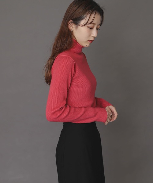 SENSE OF PLACE by URBAN RESEARCH（センスオブプレイスバイアーバンリサーチ）の「ストレッチリブタートルネックセーター（ニット/セーター・レディース・ブラック/アイボリー/ブラウン/ピンク・ONE）」の16枚目の写真