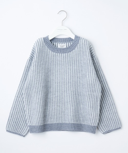 CIAOPANIC TYPY(チャオパニックティピー)の「【KIDS】畦ストライプニットプルオーバー(ニット/セーター・キッズ・オレンジ/グリーン/グレー・X-LARGE/MEDIUM/SMALL/XX-LARGE/LARGE)」の1枚目の写真