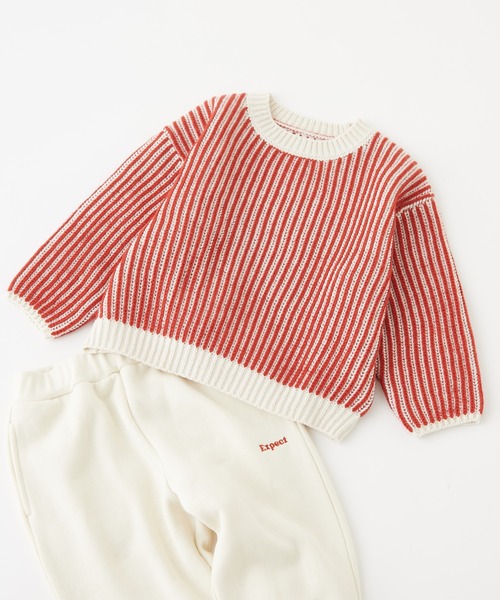 CIAOPANIC TYPY(チャオパニックティピー)の「【KIDS】畦ストライプニットプルオーバー(ニット/セーター・キッズ・オレンジ/グリーン/グレー・X-LARGE/MEDIUM/SMALL/XX-LARGE/LARGE)」の3枚目の写真