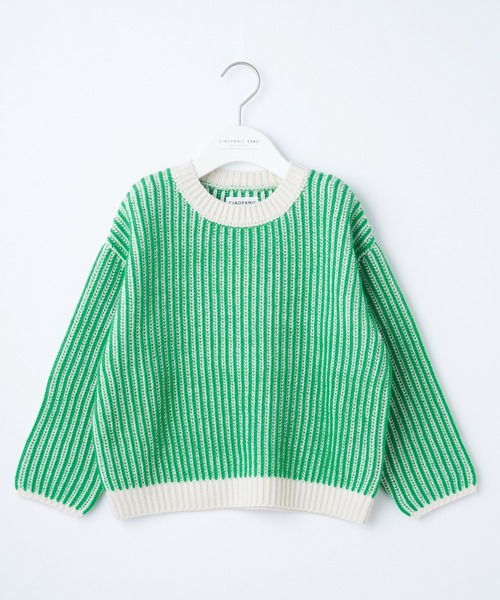 CIAOPANIC TYPY(チャオパニックティピー)の「【KIDS】畦ストライプニットプルオーバー(ニット/セーター・キッズ・オレンジ/グリーン/グレー・X-LARGE/MEDIUM/SMALL/XX-LARGE/LARGE)」の2枚目の写真