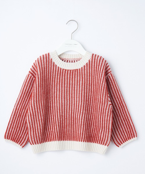 CIAOPANIC TYPY(チャオパニックティピー)の「【KIDS】畦ストライプニットプルオーバー(ニット/セーター・キッズ・オレンジ/グリーン/グレー・X-LARGE/MEDIUM/SMALL/XX-LARGE/LARGE)」の5枚目の写真
