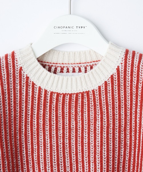 CIAOPANIC TYPY(チャオパニックティピー)の「【KIDS】畦ストライプニットプルオーバー(ニット/セーター・キッズ・オレンジ/グリーン/グレー・X-LARGE/MEDIUM/SMALL/XX-LARGE/LARGE)」の7枚目の写真