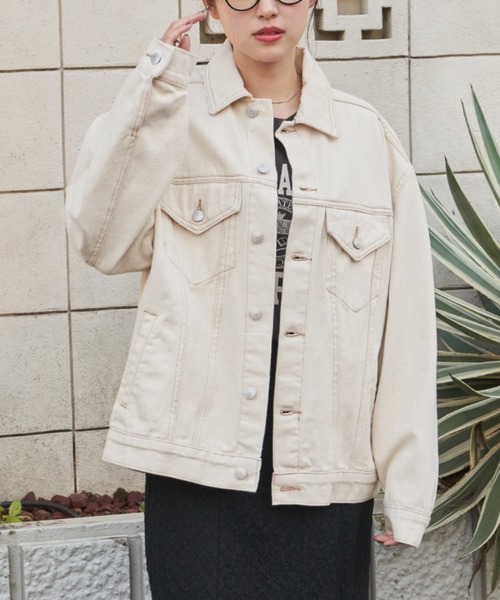 Auntie Rosa Holiday（アンティローザホリデー）の「オーバーサイズデニムジャケット（デニムジャケット・レディース・ブルー/アイボリー・FREE）」の6枚目の写真