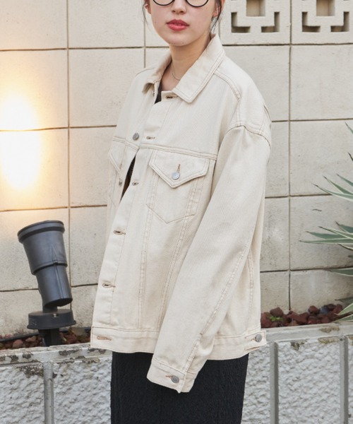 Auntie Rosa Holiday（アンティローザホリデー）の「オーバーサイズデニムジャケット（デニムジャケット・レディース・ブルー/アイボリー・FREE）」の7枚目の写真