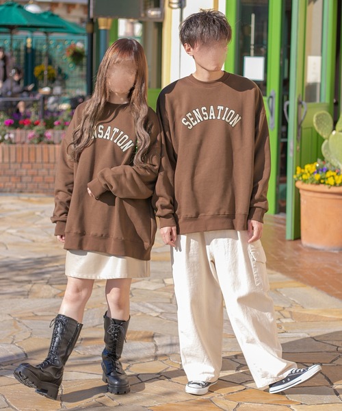 PairPair(ペアペア)の「裏起毛カレッジプルオーバー(ユニセックス)(スウェット・レディース・ブラウン/オートミール/スミクロ・FREE)」の19枚目の写真