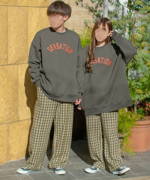 PairPair(ペアペア)の「裏起毛カレッジプルオーバー(ユニセックス)(スウェット・レディース・ブラウン/オートミール/スミクロ・FREE)」の11枚目の写真