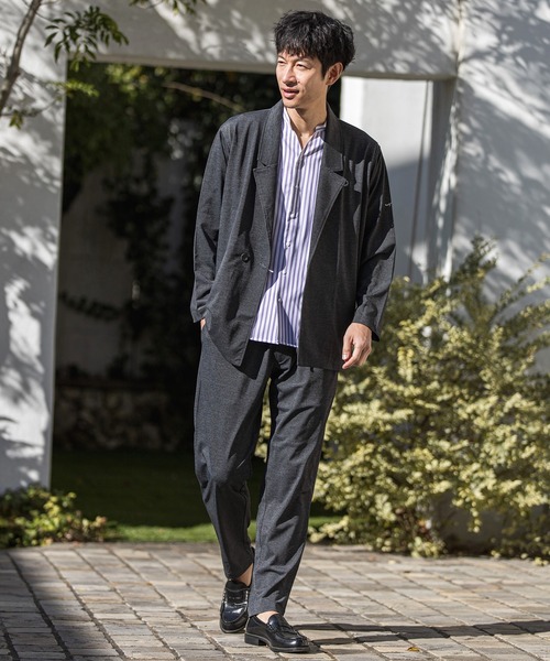 CALL&RESPONSE(コールアンドレスポンス)の「mhs1762-ストライプ-バンドカラー5分袖シャツ(シャツ/ブラウス・メンズ・ピンク/パープル/イエロー・5/1/2/4)」の9枚目の写真