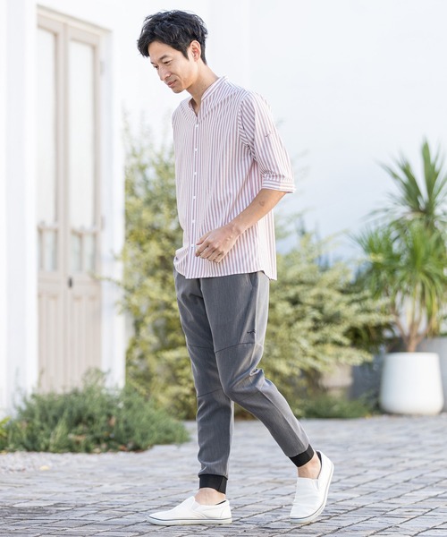 CALL&RESPONSE(コールアンドレスポンス)の「mhs1762-ストライプ-バンドカラー5分袖シャツ(シャツ/ブラウス・メンズ・ピンク/パープル/イエロー・5/1/2/4)」の18枚目の写真