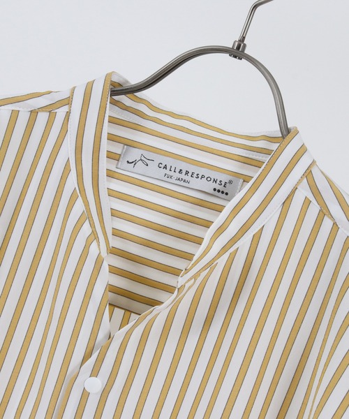 CALL&RESPONSE(コールアンドレスポンス)の「mhs1762-ストライプ-バンドカラー5分袖シャツ(シャツ/ブラウス・メンズ・ピンク/パープル/イエロー・5/1/2/4)」の22枚目の写真