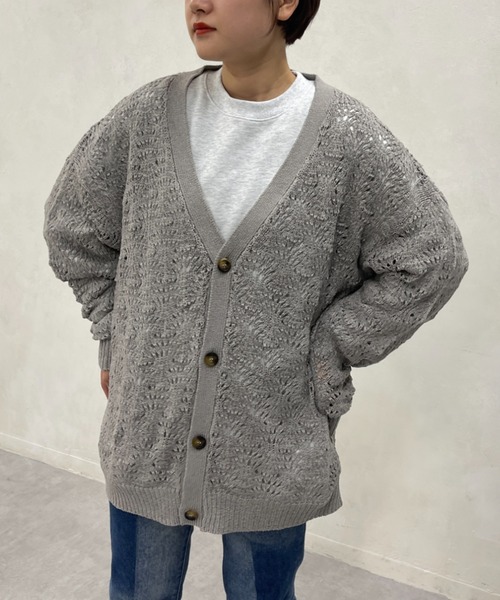 CPCM（シーピーシーエム）の「スカシ編みニットカーディガン（カーディガン/ボレロ・メンズ・グレー/ブルー/グリーン・FREE）」の9枚目の写真