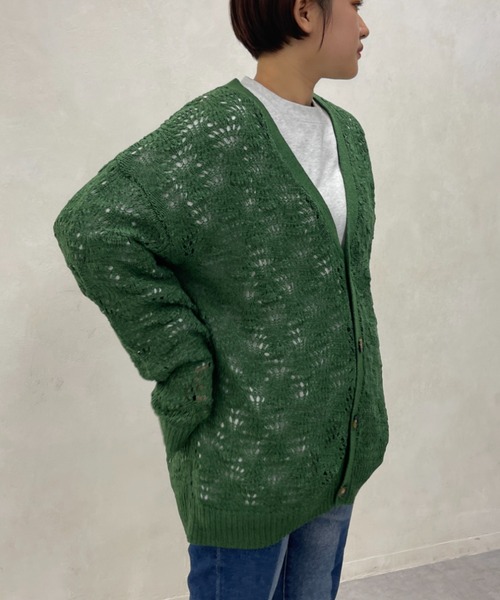 CPCM（シーピーシーエム）の「スカシ編みニットカーディガン（カーディガン/ボレロ・メンズ・グレー/ブルー/グリーン・FREE）」の5枚目の写真