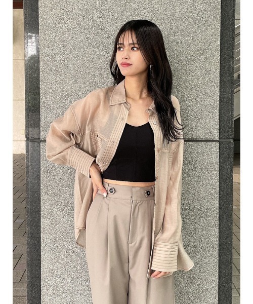 ENVYM(アンビー)の「ステッチシアーSH(シャツ/ブラウス・レディース・ホワイト/ブラック/ベージュ/ピンク・FREE)」の3枚目の写真