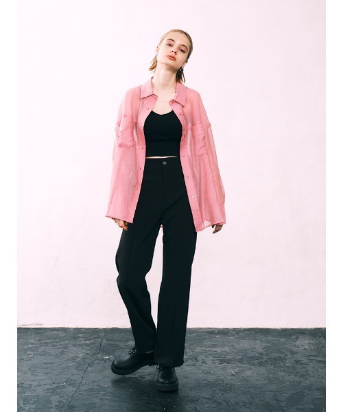 ENVYM(アンビー)の「ステッチシアーSH(シャツ/ブラウス・レディース・ホワイト/ブラック/ベージュ/ピンク・FREE)」の7枚目の写真