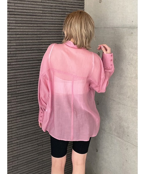 ENVYM(アンビー)の「ステッチシアーSH(シャツ/ブラウス・レディース・ホワイト/ブラック/ベージュ/ピンク・FREE)」の10枚目の写真